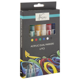 Akrylmarker dual-tip 6-sett i gruppen Penner / Kunstnerpenner / Tusjpenner hos Pen Store (128521)