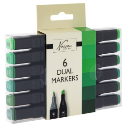 Dual-tip Marker 6-sett Grønne i gruppen Penner / Kunstnerpenner / Tusjpenner hos Pen Store (128523)