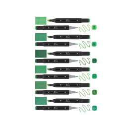 Dual-tip Marker 6-sett Grønne i gruppen Penner / Kunstnerpenner / Tusjpenner hos Pen Store (128523)