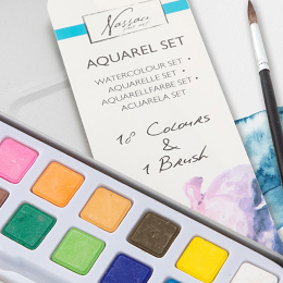 Akvarell-kit 18 farger + pensel i gruppen Kunstnermateriell / Kunstnerfarge / Akvarellmaling hos Pen Store (128538)