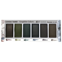 Gansai Tambi Aquarelle 6-set Graphite Colors i gruppen Kunstnermateriell / Kunstnerfarge / Akvarellmaling / Akvarellmaling i kopp hos Pen Store (128725)