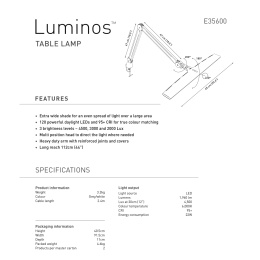 Luminos Table Lamp i gruppen Hobby & Kreativitet / Hobbytilbehør / Belysning hos Pen Store (129122)