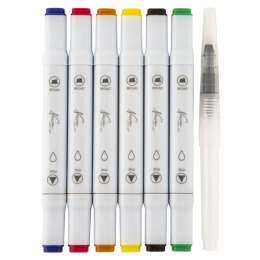 Akvarellmarker Dual 6-set Basic + vannpensel i gruppen Penner / Kunstnerpenner / Akvarellblyanter hos Pen Store (129352)