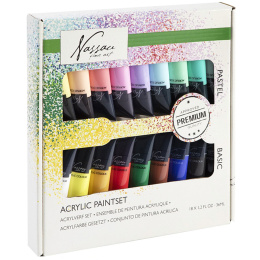 Akryl Bright & Pastell 18-set i gruppen Kunstnermateriell / Kunstnerfarge / Akrylmaling hos Pen Store (129362)