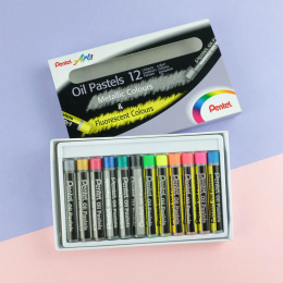 Oljepastell Fluo & Metallic 12-sett i gruppen Kunstnermateriell / Kritt og blyanter / Pastellkritt hos Pen Store (129513)