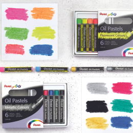 Oljepastell Fluo & Metallic 12-sett i gruppen Kunstnermateriell / Kritt og blyanter / Pastellkritt hos Pen Store (129513)