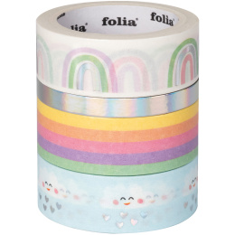 Washi-teip Regnbue & Skyer 4-pakke i gruppen Hobby & Kreativitet / Hobbytilbehør / Washi Tape hos Pen Store (131590)