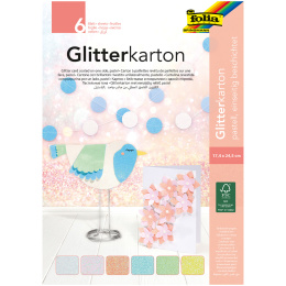 Glitterkartong Pastell 6 Ark i gruppen Kids / Kul og læring / Papir og Tegneblokker / Glitterpapir hos Pen Store (131657)