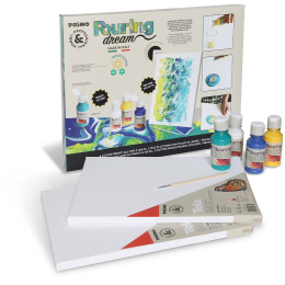 Pouring-kit Akryl 4x100ml + 2 canvas i gruppen Hobby & Kreativitet / Farger / Hobbymaling hos Pen Store (132198)