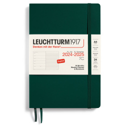 Kalender 18M Weekly Planner & Notebook Soft Cover A5 Forest Green i gruppen  Papir & Blokk / Kalendere / 18 md kalendere hos Pen Store (132574)