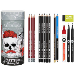 Tattoo Sketching Set 14 deler i gruppen Kunstnermateriell / Kritt og blyanter / Grafitt og blyant hos Pen Store (132709)