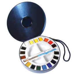 Akvarellfarge Travel set Tin 18 ½ - koppar i gruppen Kunstnermateriell / Kunstnerfarge / Akvarellmaling / Akvarellmaling i kopp hos Pen Store (132937)