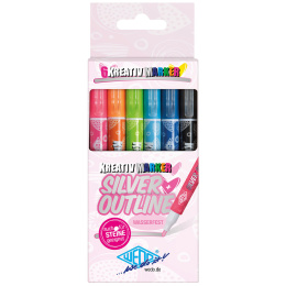 Creative Outline Markers 6-pk Sølv i gruppen Penner / Kunstnerpenner / Tusjpenner hos Pen Store (133006)