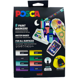 Posca Pouch PC-5M Limited Edition 8-sett i gruppen Penner / Kunstnerpenner / Akrylmarkers hos Pen Store (133849)