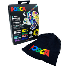 Posca Pouch PC-5M Limited Edition 8-sett i gruppen Penner / Kunstnerpenner / Akrylmarkers hos Pen Store (133849)