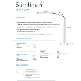 Slimline 4 Floor Lamp Brushed Steel i gruppen Hobby & Kreativitet / Hobbytilbehør / Belysning hos Pen Store (134054)