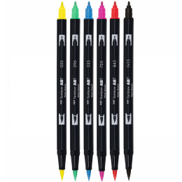 ABT Dual Brush pen 6-set Basic i gruppen Penner / Kunstnerpenner / Penselpenner hos Pen Store (134111)