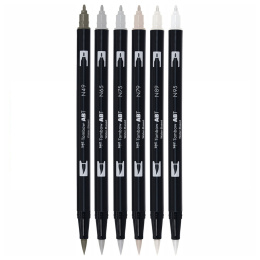 ABT Dual Brush pen 6-set Gray i gruppen Penner / Kunstnerpenner / Penselpenner hos Pen Store (134116)