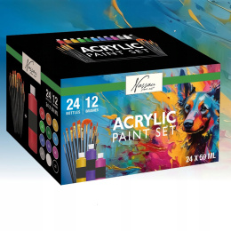 Akrylsett 24 farger (59 ml) + 12 pensler i gruppen Kunstnermateriell / Kunstnerfarge / Akrylmaling hos Pen Store (134423)