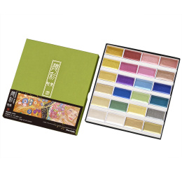 Gansai Tambi Aquarelle 24-set Metallic i gruppen Kunstnermateriell / Kunstnerfarge / Akvarellmaling / Akvarellmaling i kopp hos Pen Store (135536)