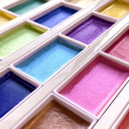 Gansai Tambi Aquarelle 24-set Metallic i gruppen Kunstnermateriell / Kunstnerfarge / Akvarellmaling / Akvarellmaling i kopp hos Pen Store (135536)