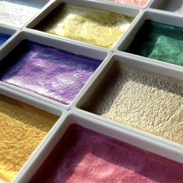 Gansai Tambi Aquarelle 24-set Metallic i gruppen Kunstnermateriell / Kunstnerfarge / Akvarellmaling / Akvarellmaling i kopp hos Pen Store (135536)