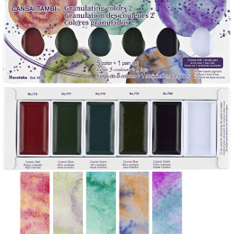 Gansai Tambi Aquarelle 5-set Granulating Colors 2 i gruppen Kunstnermateriell / Kunstnerfarge / Akvarellmaling / Akvarellmaling i kopp hos Pen Store (135537)