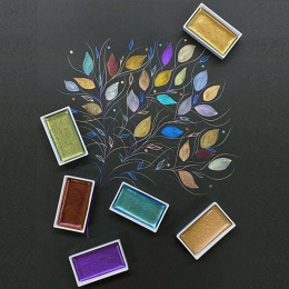 Gansai Tambi Aquarelle 24-set Metallic 2 i gruppen Kunstnermateriell / Kunstnerfarge / Akvarellmaling / Akvarellmaling i kopp hos Pen Store (135538)