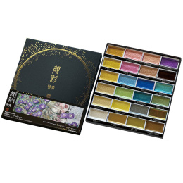 Gansai Tambi Aquarelle 24-set Metallic 2 i gruppen Kunstnermateriell / Kunstnerfarge / Akvarellmaling / Akvarellmaling i kopp hos Pen Store (135538)