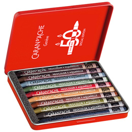 Neocolor II Aquarelle 50 Years Dark 10-sett i gruppen Kunstnermateriell / Kunstnerfarge / Pastell / Vokspasteller hos Pen Store (135632)