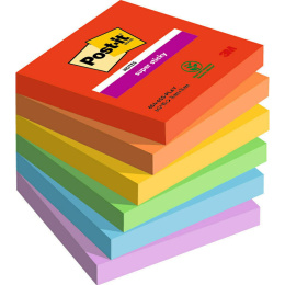 Post-it Super Sticky 76x76 Fargemiks Playful 6-pakning i gruppen  Papir & Blokk / Skrive og ta notater / Post-it og notisblokker hos Pen Store (135724)