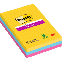Post-it Super Sticky 101 x 152 mm Fargemiks Carnival Linjert 3-pakning i gruppen  Papir & Blokk / Skrive og ta notater / Post-it og notisblokker hos Pen Store (135725)