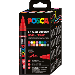 Posca Brush PC-5BR 16-sett i gruppen Penner / Kunstnerpenner / Illustrasjonmarkers hos Pen Store (135921)