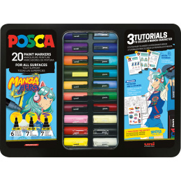 Posca Manga Hero 20-sett i gruppen Penner / Kunstnerpenner / Akrylmarkers hos Pen Store (136281)