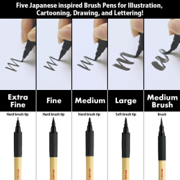 Bimoji Fude Brush Pen 5-sett i gruppen Penner / Kunstnerpenner / Penselpenner hos Pen Store (136420)