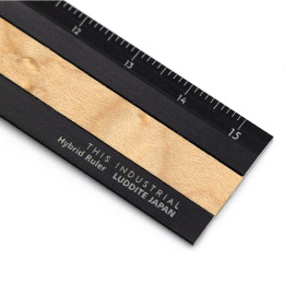 Lineal Aluminium/Tre 15 cm Black/Bird's Eye Maple i gruppen Hobby & Kreativitet / Hobbytilbehør / Linjaler hos Pen Store (136448)