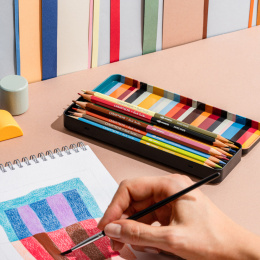 Bicolor Paul Smith 12‑sett + pensel i gruppen Penner / Kunstnerpenner / Akvarellblyanter hos Pen Store (137004)