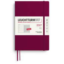Kalender Weekly Planner & Notebook 2027 A5 Soft Cover Port Red i gruppen  Papir & Blokk / Kalendere / 12 md kalendere hos Pen Store (137496)