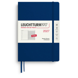 Kalender Weekly Planner & Notebook 2027 A5 Navy i gruppen  Papir & Blokk / Kalendere / 12 md kalendere hos Pen Store (137523)
