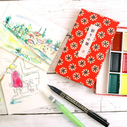 Gansai Tambi Irodori Kobako Akvarellsett rødt i gruppen Kunstnermateriell / Kunstnerfarge / Akvarellmaling / Akvarellmaling i kopp hos Pen Store (137567)