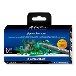 Pigment Arts Brush Pen 6-sett Green/Turquoise i gruppen Penner / Kunstnerpenner / Penselpenner hos Pen Store (137613)