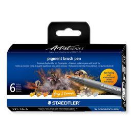 Pigment Arts Brush Pen 6-sett Grey/Caramel i gruppen Penner / Kunstnerpenner / Penselpenner hos Pen Store (137614)