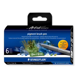 Pigment Arts Brush Pen 6-sett Blue/Green i gruppen Penner / Kunstnerpenner / Penselpenner hos Pen Store (137618)