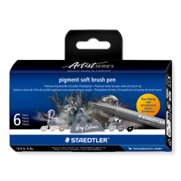 Pigment Arts Soft Brush Pen 6-sett Grey i gruppen Penner / Kunstnerpenner / Penselpenner hos Pen Store (137626)