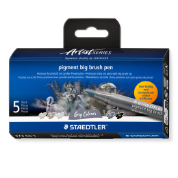 Pigment Arts Big Brush Pen 5-sett Grey i gruppen Penner / Kunstnerpenner / Penselpenner hos Pen Store (137629)