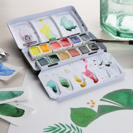 Akademie Aquarell Half Pans 12-set i gruppen Kunstnermateriell / Kunstnerfarge / Akvarellmaling / Akvarellmaling i kopp hos Pen Store (137800)