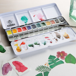 Akademie Aquarell Half Pans 12-set + 12 tomme i gruppen Kunstnermateriell / Kunstnerfarge / Akvarellmaling / Akvarellmaling i kopp hos Pen Store (137801)