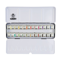 Akademie Aquarell Half Pans 24-set i gruppen Kunstnermateriell / Kunstnerfarge / Akvarellmaling / Akvarellmaling i kopp hos Pen Store (137802)