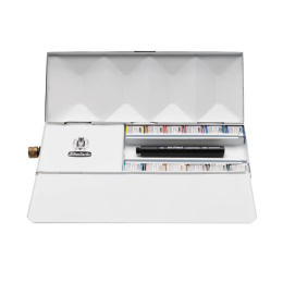 Horadam Aquarell Half Pans 12-set + watertank i gruppen Kunstnermateriell / Kunstnerfarge / Akvarellmaling / Akvarellmaling i kopp hos Pen Store (137803)