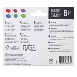 Akrylmaling Basics Metallic Set 6x22 ml i gruppen Kunstnermateriell / Kunstnerfarge / Akrylmaling hos Pen Store (137836)